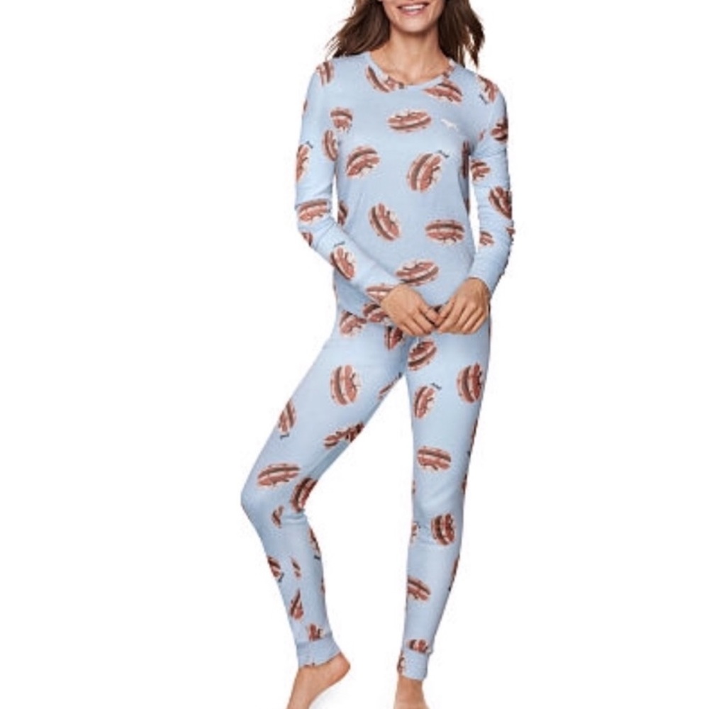 PINK blue pancake pj set